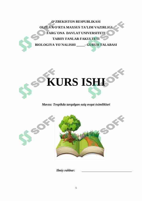 Tropokda tarqalgan oziq ovqat oʻsimliklari 1