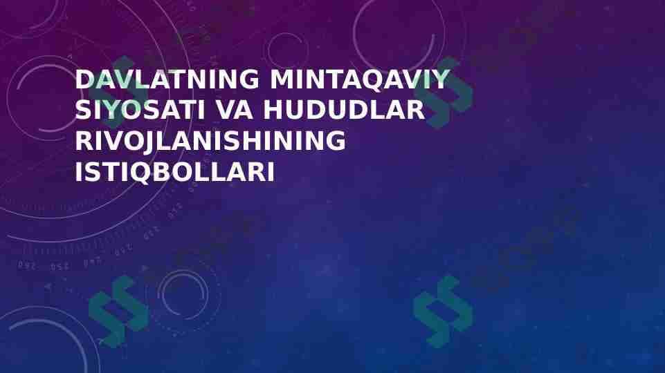 Davlatning mintaqaviy siyosati va hududlar rivojlanishining istiqbollari 1