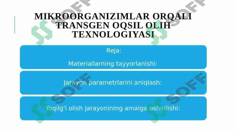 Mikroorganizmlar orqali Transgen oqsilini olish texnologiyasi 1
