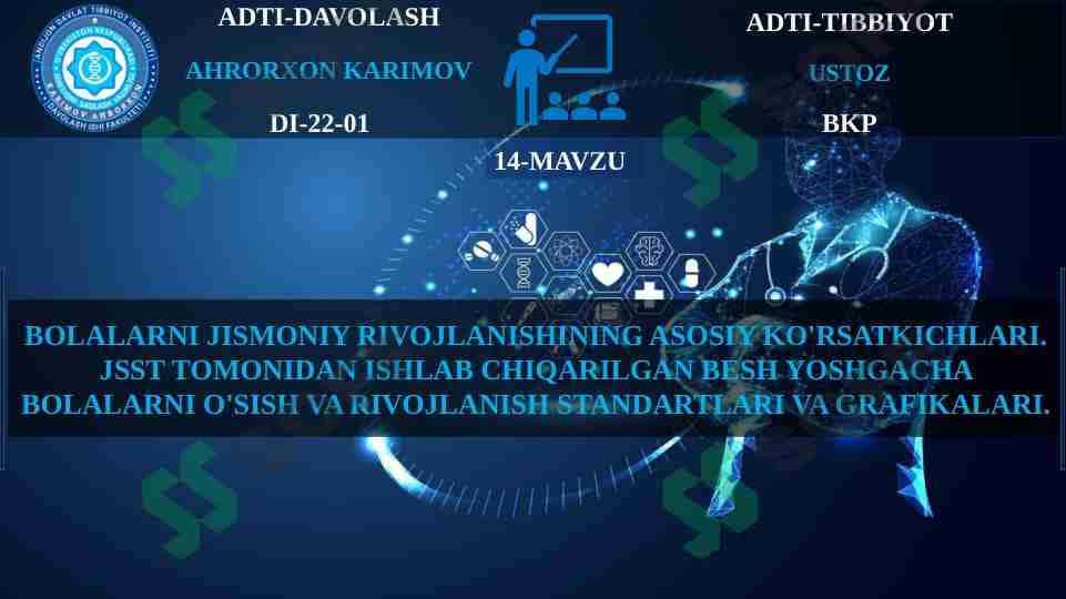 BOLALARNI JISMONIY RIVOJLANISHINING ASOSIY KO'RSATKICHLARI. JSST TOMONIDAN ISHLAB CHIQARILGAN BESH YOSHGACHA BOLALARNI O'SISH VA RIVOJLANISH STANDARTLARI VA GRAFIKALARI. 1