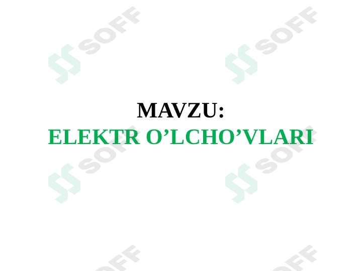 Elektr oʻlchovlari 1