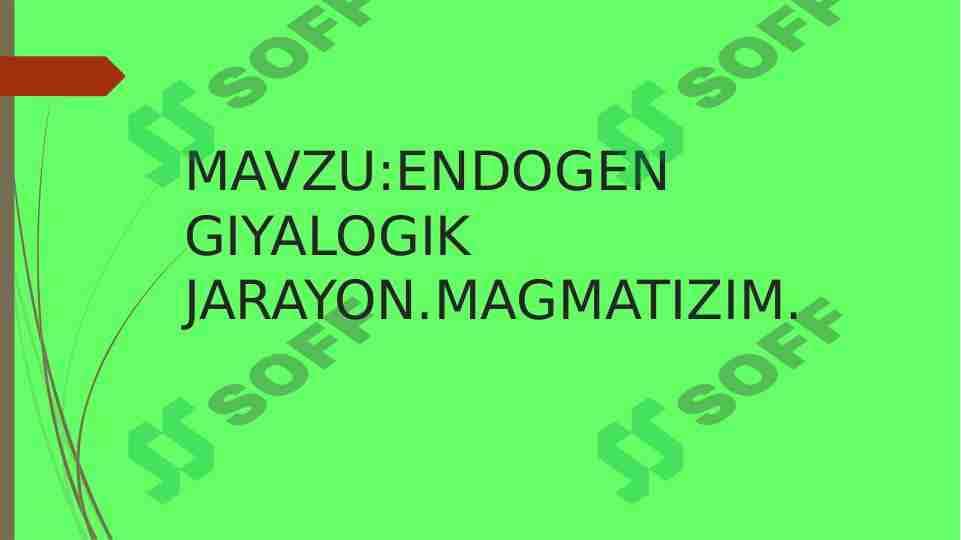ENDOGEN GIYALOGIK JARAYON.MAGMATIZIM. 1