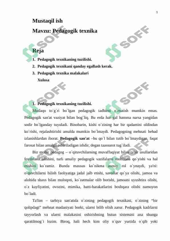 Pedagogik texnika Referat 1