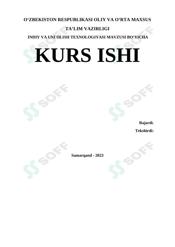 Kimyoviy modda olish texnologiyasi 1