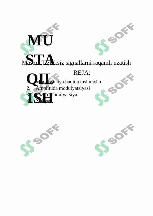 Uzluksiz signallarni raqamli uzatish 1