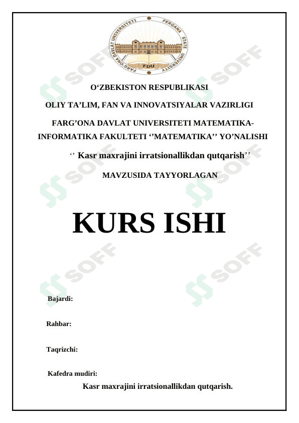 Kasr maxrajini irratsionallikdan qutqarish 1