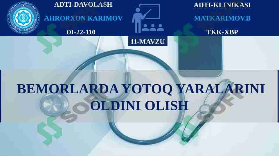 BEMORLARDA YOTOQ YARALARINI OLDINI OLISH 1