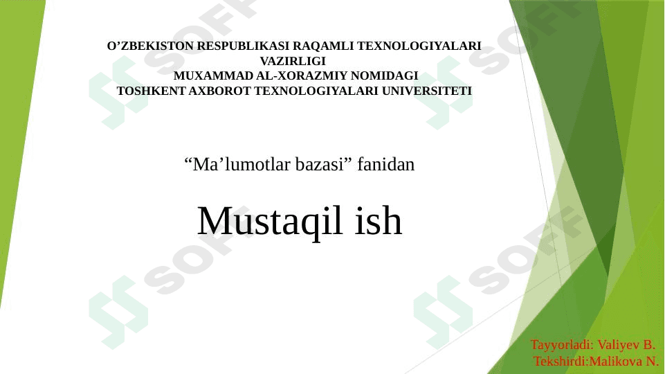 XML va Ma’lumotlar bazasi 1