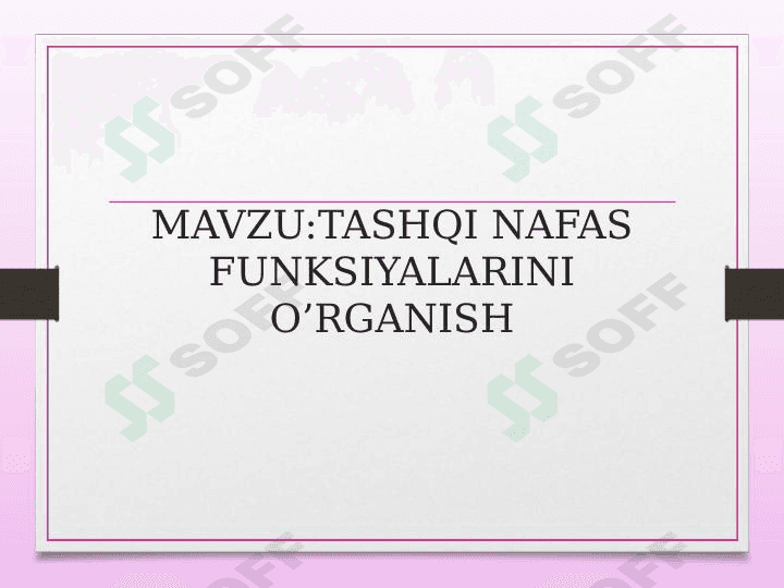 TASHQI NAFAS FUNKSIYASINI O'RGANISH 1