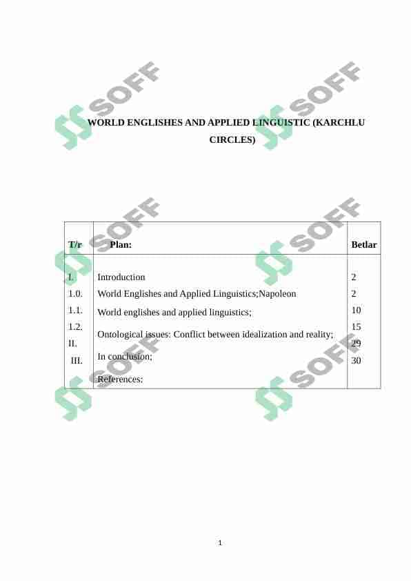 WORLD ENGLISHES AND APPLIED LINGUISTIC (KARCHLU CIRCLES) 1
