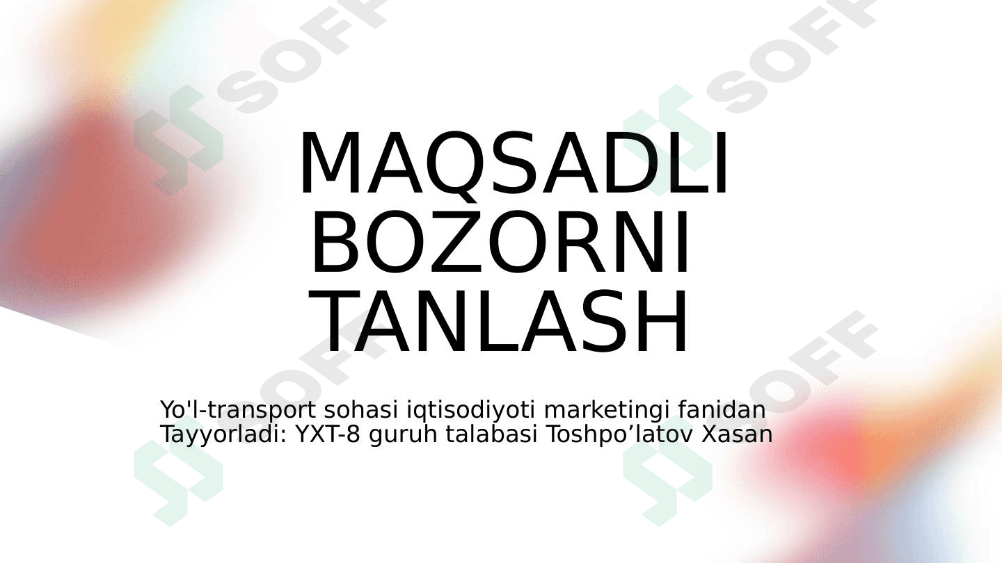 Maqsadli bozorni tanlash 1
