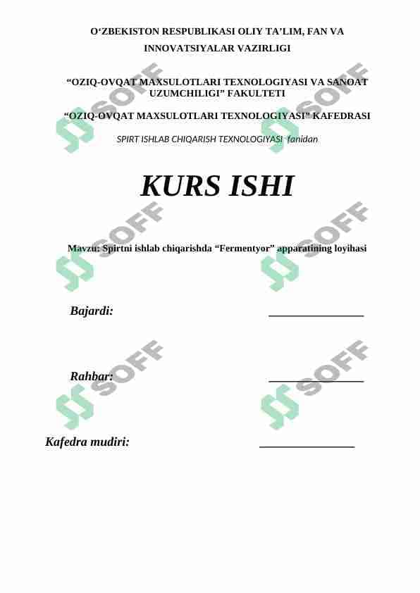 Spirt ishlab chiqarishda Fermentyor apparati 1