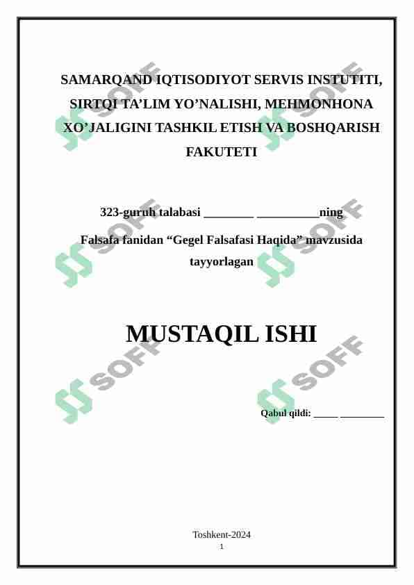 Gegel Falsafasi Haqida 1
