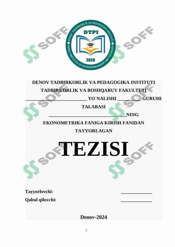Tenglamalar tizimi ko‘rinishidagi ekonometrik modellar 1