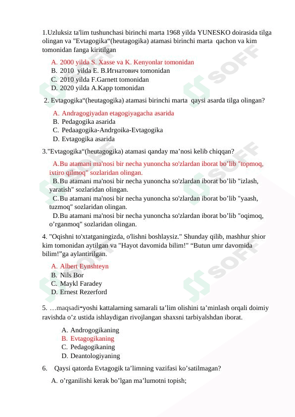 Pedagogikdan test 1