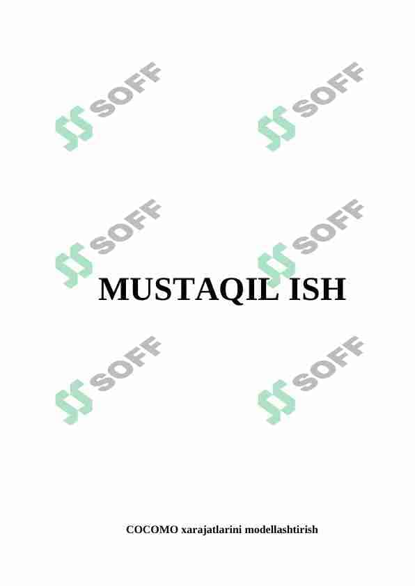 COCOMO xarajatlarini modellashtirish. 1