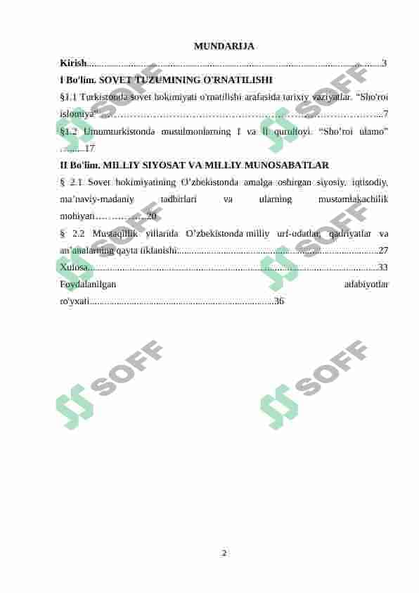 Sovet tuzumining òrnatilishi: Milliy siyosat va Milliy munosabatlar 2
