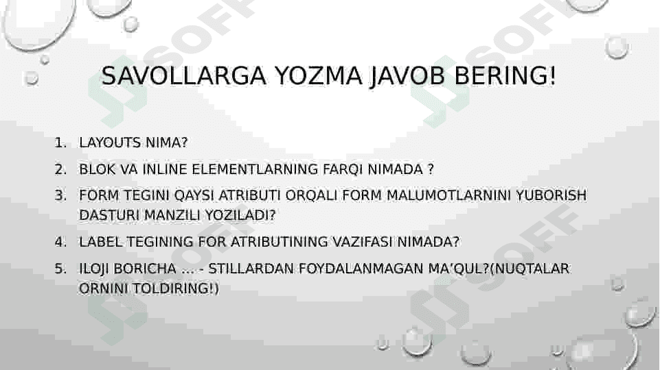 HTML imtihoni 2