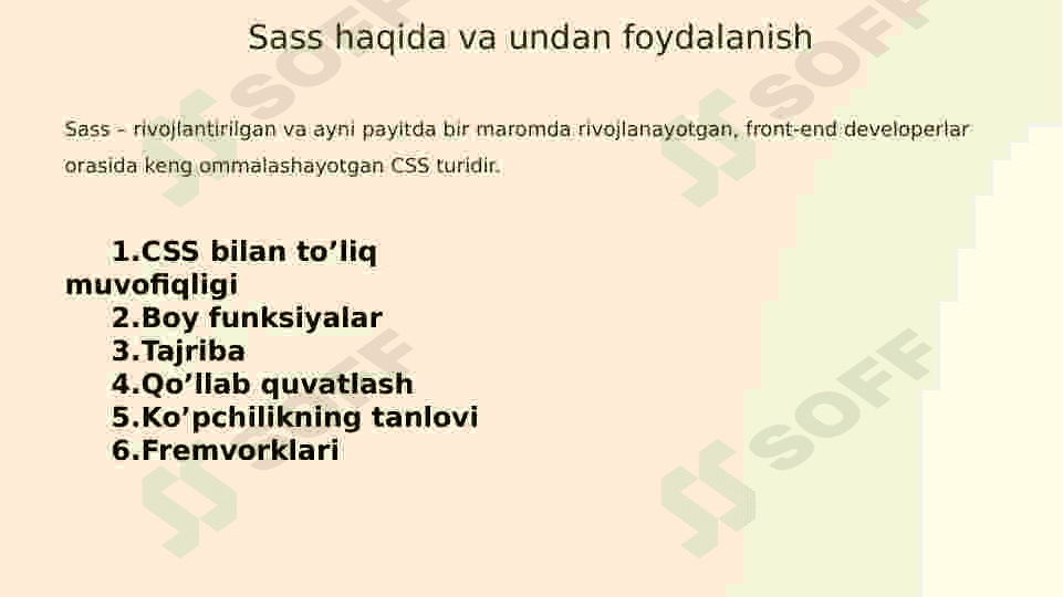 Sass haqida va undan foydalanish 2