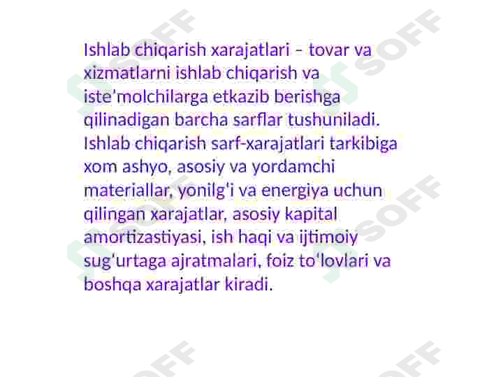 Ishlab chiqarish xarajatlari 2