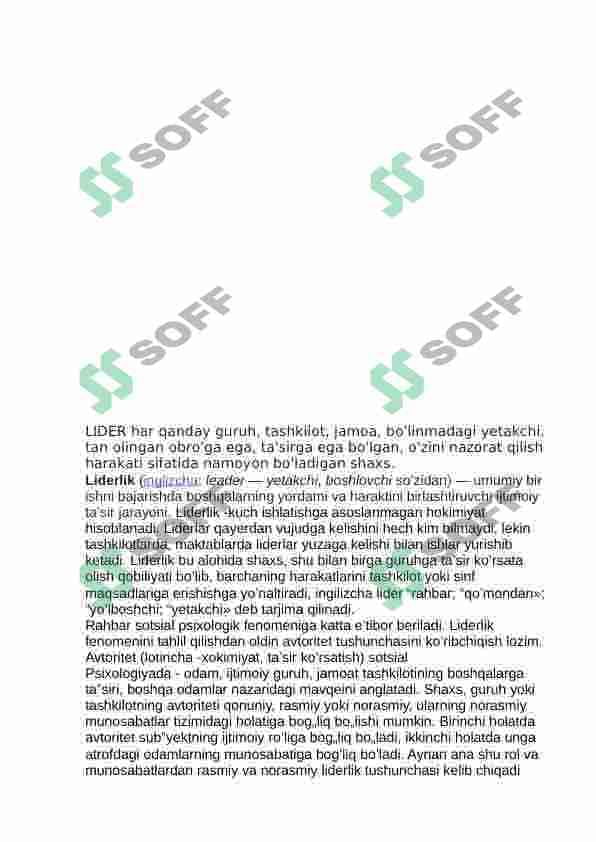 Yetakchilikni shaxsiy xislatlari va ularni rivojlantirish 2