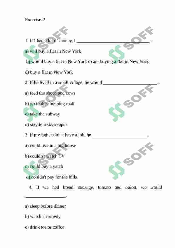 IF CLAUSE TYPE 1 , 2 , 3  and mixed  EXERCISES CONDITIONALS 2