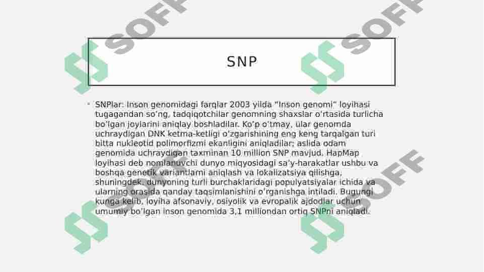 SNP SINGLE NUCLEOTIDE Polymorphism 2