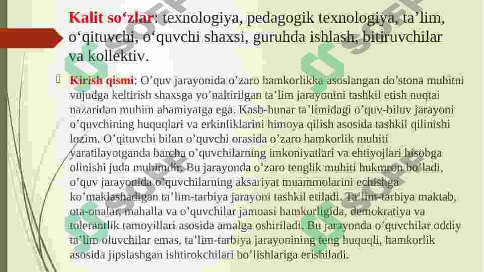 Ta’limning jamoaviy va guruhiy texnologiyasi. 2