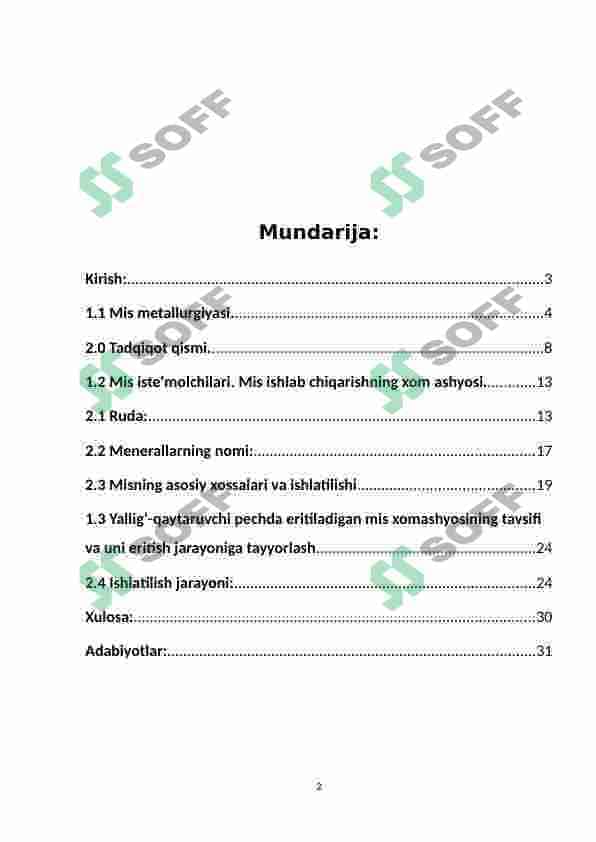 Xomaki misni statsionar pechda qayta ishlash jarayoni hisobi 2