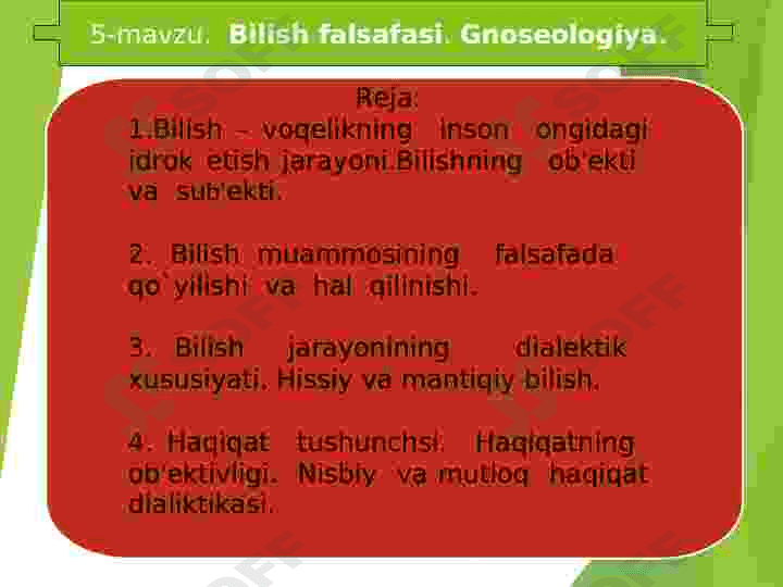 Bilish falsafasi.Gnoseologiya. 2