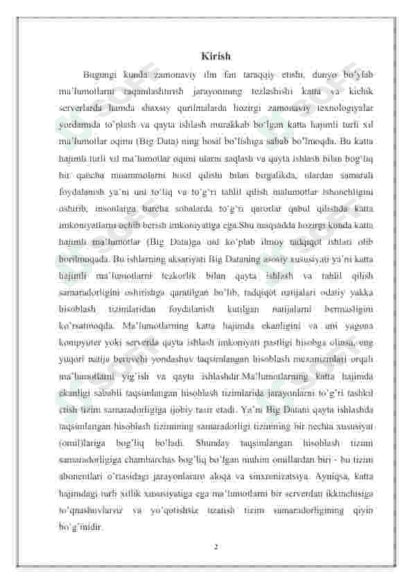 Katta hajmli malumotlarni qayta ishlash 2