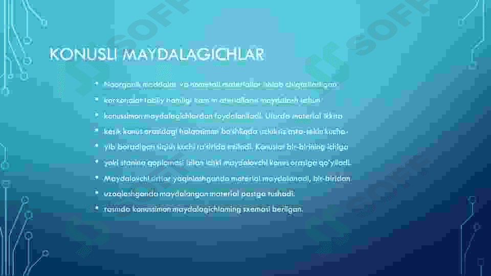 Konusli maydalagichlar harakteristikasi 2