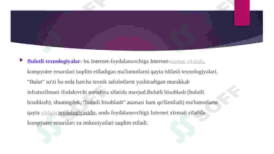 Bulutli hisoblashlar(Cloud compyuting) va ularning asosiy tushunchalari 2
