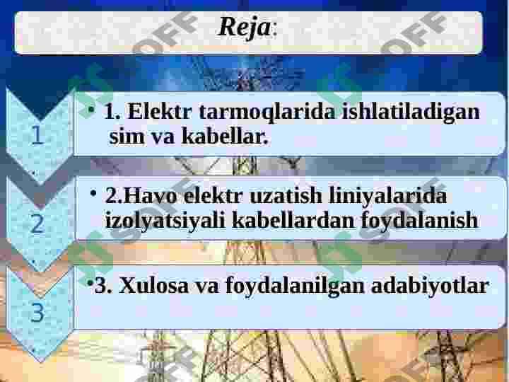 Elektr tarmoqlariga kabellar yotkizish 2