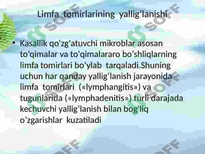 Limfa tugunlari, qon va limfa tomirlari yiringli yallig‘lanish kasalliklari: limfadenit, limfangit, tromboflebit 2