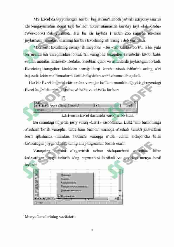 Microsoft Excel haqida ma'lumot 2