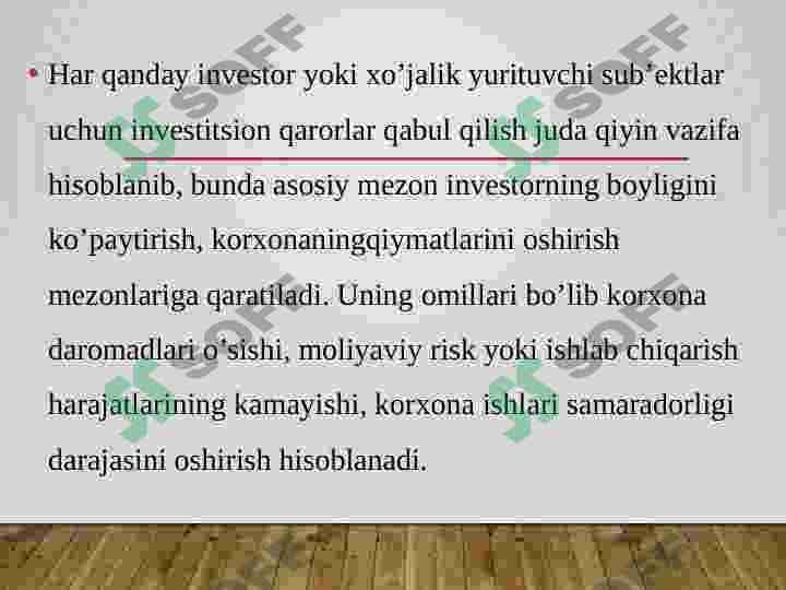 Investitsiyalarning iqtisodiy samaradorligini baxolash 2