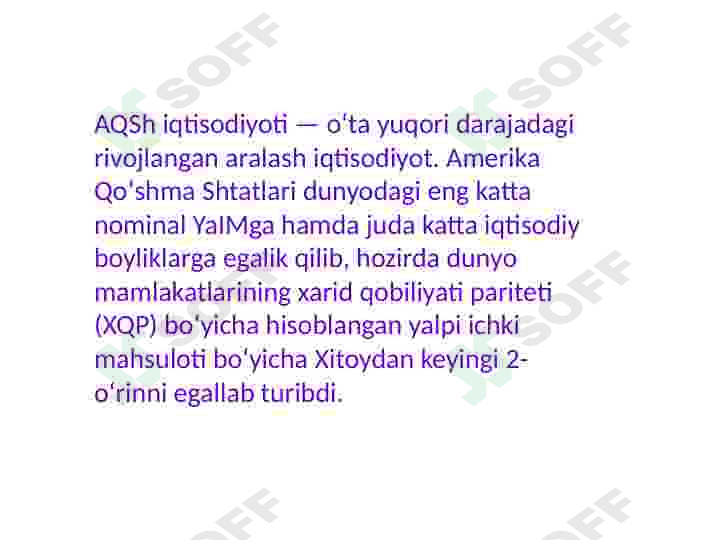 Amerika Iqtisodiyoti 2