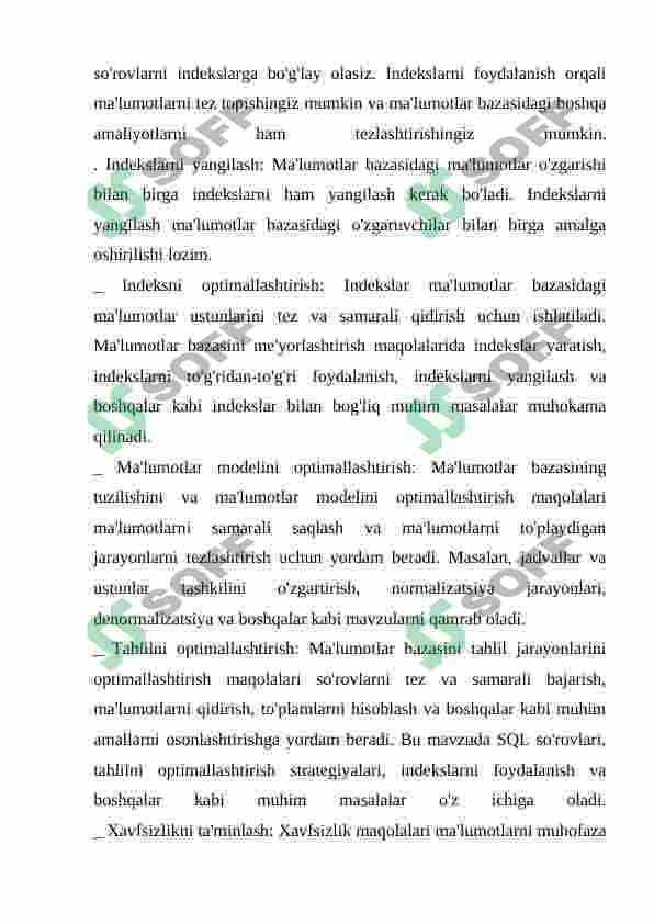 Ma'lumotlar bazasini me'yorlashtirish. 2