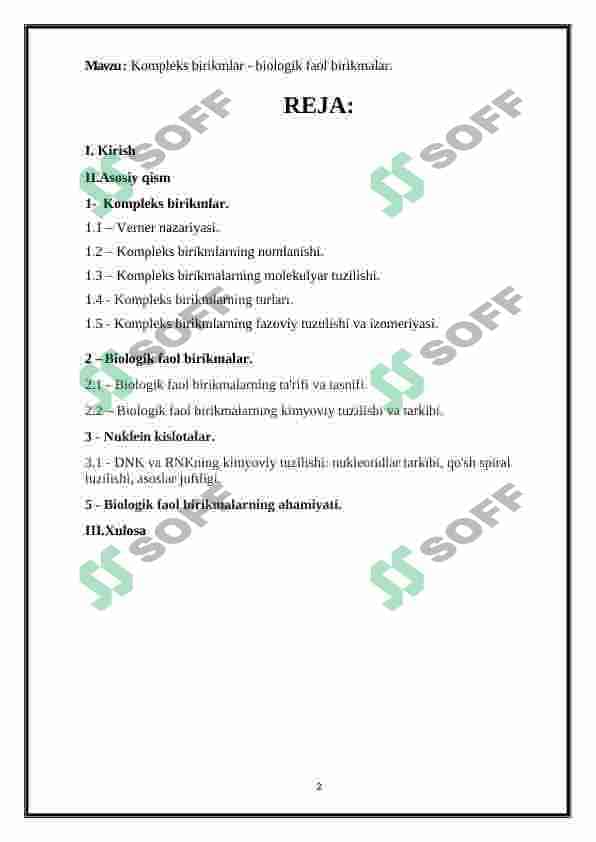 Kompleks birikmlar - biologik faol birikmalar 2