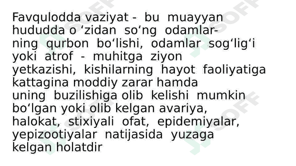 Favqulotda vaziyatlar va halokatlarda UASh ishining gigiyenik jihatlari. Tabiiy va texnogen halokatlarni bartaraf etishda UAShning o‘rni 2