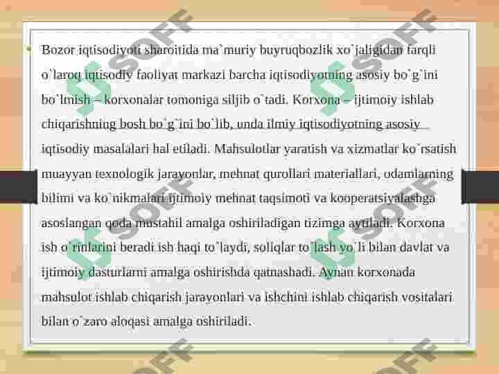 Milliy iqtisodiyot rivojlanishida korxonaning ro'li va o'rni 2