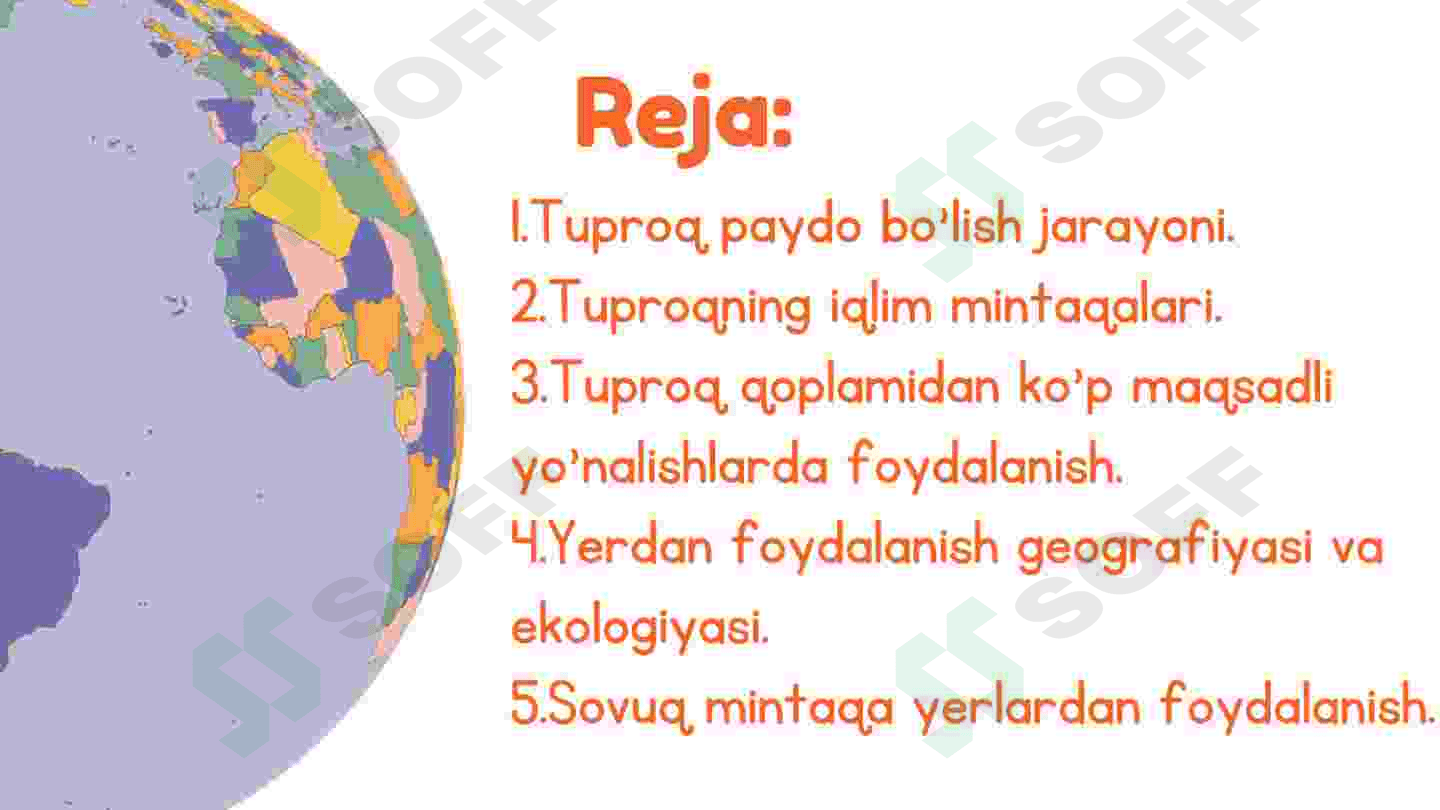 Dunyo  tuproqlarini mintaqalarda tarqalishi 2