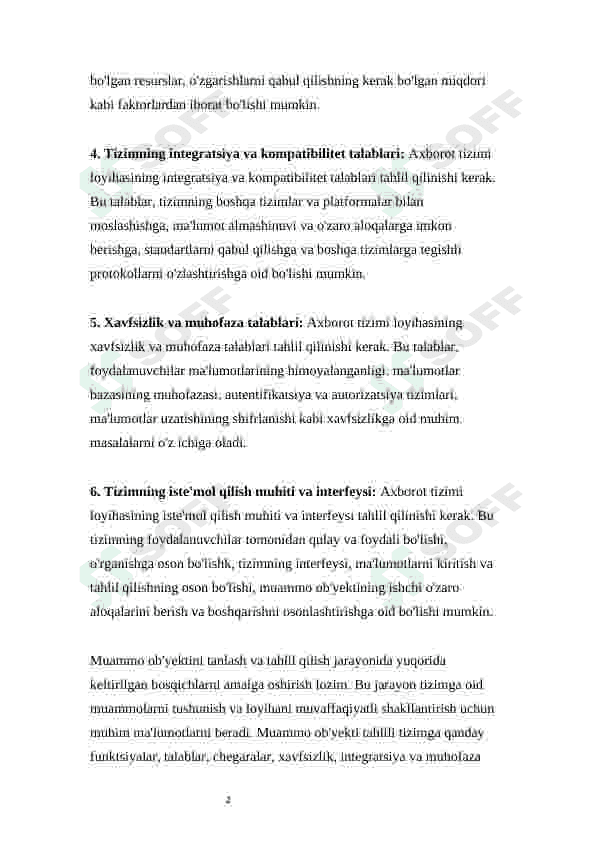 Axborot tizimlarini loyihalash uchun muammo ob’yektini tanlash va tahlil qilish 2