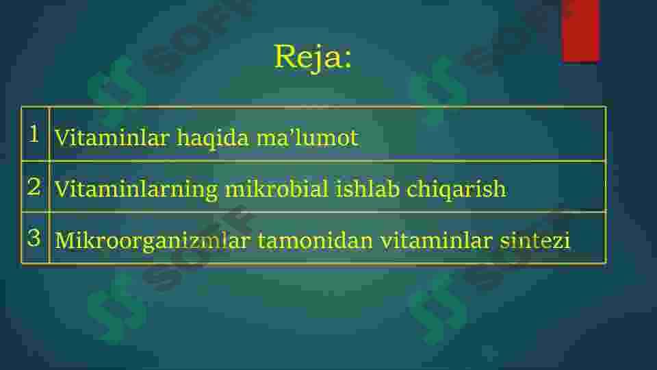 Mikroorganizmlardan vitaminlarni sintezlab olish 2