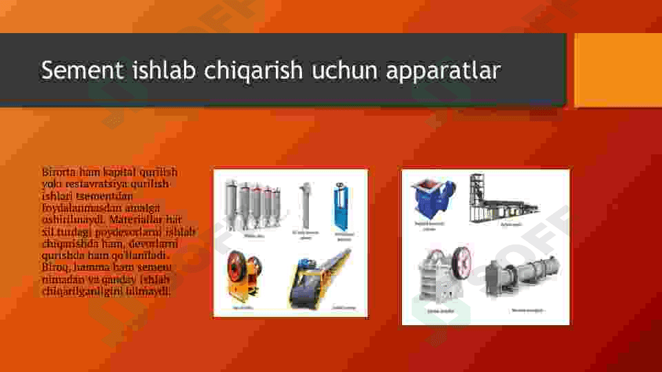 Sement ishlab chiqarish apparatlari 2