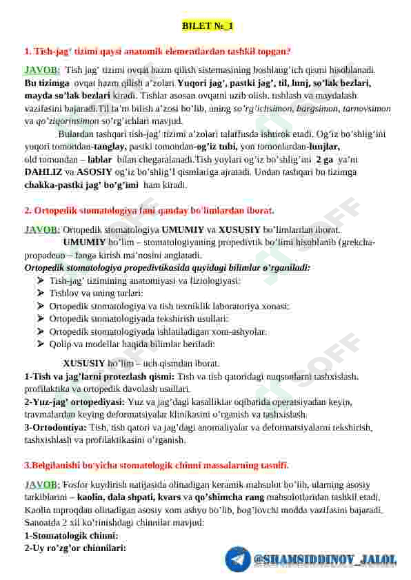 Ortopedik stomatologiya propedivtikasiga oid qo'llanma! 2