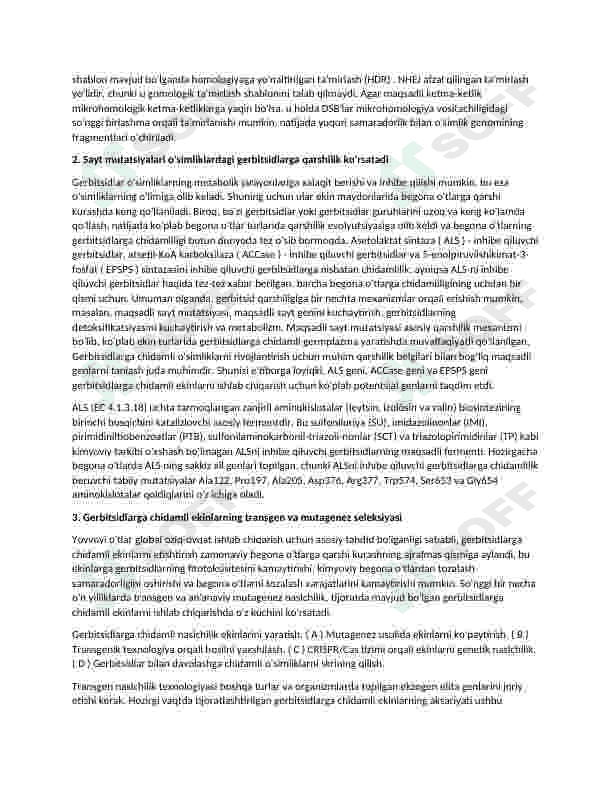 Gerbitsidlarga chidamli transgen o'simlik olish 2