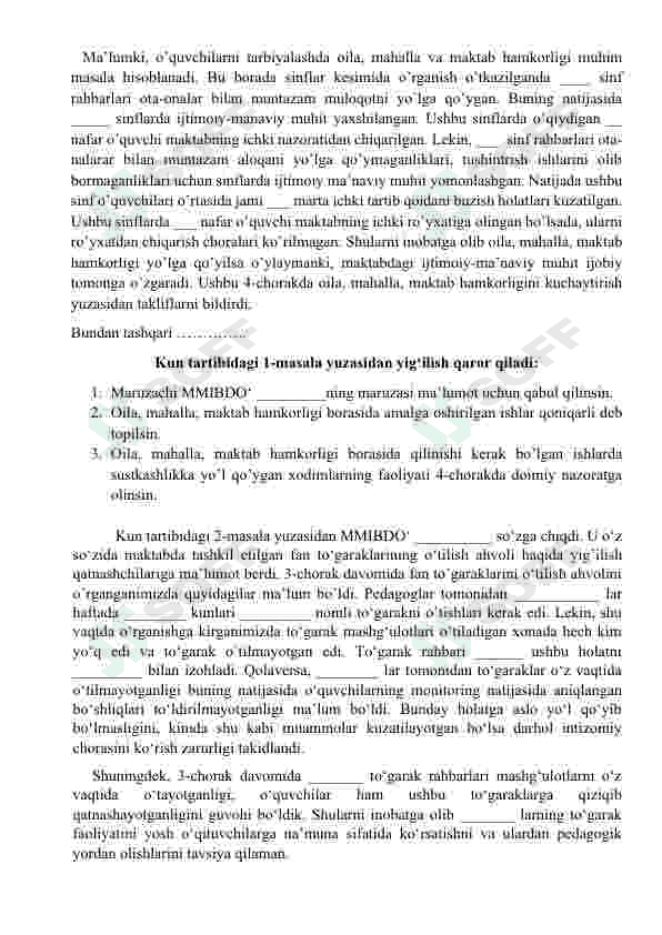 4 sonli Pedagogik kengash bayonnomasi blankasi 2023-2024. 2