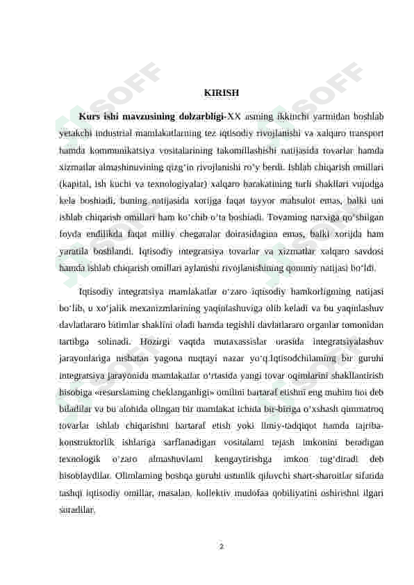 O'ZBEKISTONNING INTEGRATSION JARAYONLARDAGI  ISHTIROKI 2